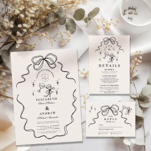 Cartão De Informações Casamento de Arco Imísico com Champanhe de Doodle