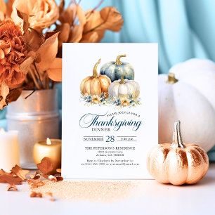 Adesivo Redondo Feliz Ação de Graças Azul Laranja Dourado Pumpkins