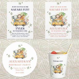 Adesivo Redondo Brincadeira Safari Garota Selva Branca Aniversário