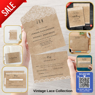 Convite Casamento Rustic Lace Farmhouse