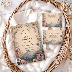 Cartão De Informações Chuva de Fraldas para o Baby Shower da Montanha da