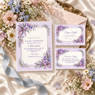 Convite Chuva de Bebê Flor Silvestre Roxa