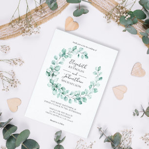 Convite Eucalyptus Wreath Greenery Elegante Watercolor
