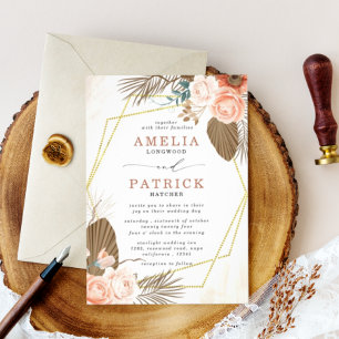 Terracotta Boho Convite Floral Para Casamento