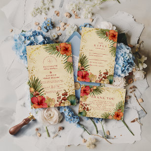 Reserve A Data Casamento Floral Tropical Vintage