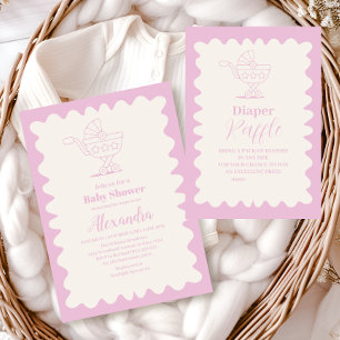 Convite Chá de fraldas da porta do desenho do cilindro ret