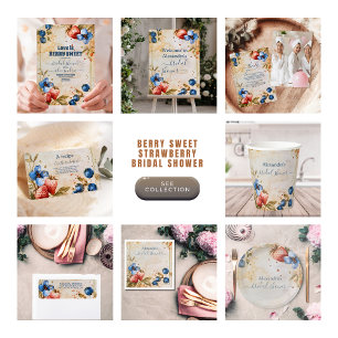 Cartão De Informações Elegante Berry Sweet Strawberry Chá de panela