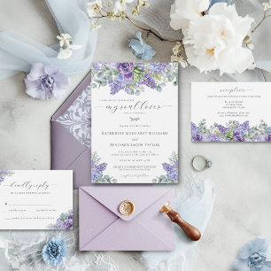 Convite Katherine Purple Floral Christian Faith Wedding