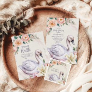 Convite Chá de fraldas Princesa Floral Rosa-Blush