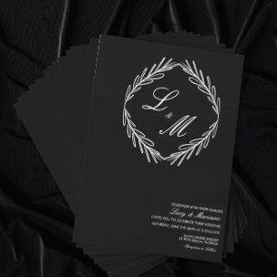 Convite Logotipo de Casamento de Galho de Letra Elegante M