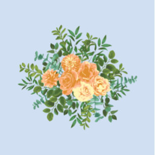 Convite Peach Light Blue Peony Rosa Floral Information