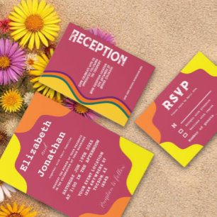 Convite Casamento de Ondas Retro-Sudoeste