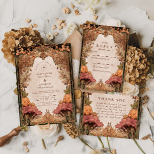 Cartão RSVP Casamento Florestal de Outono Vintage