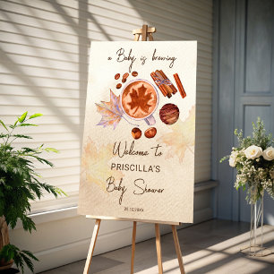 Adesivo Redondo O bebê está a fazer o chá de fraldas do outono