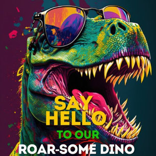 Dinossauro se prepara para um convite para o ROAR