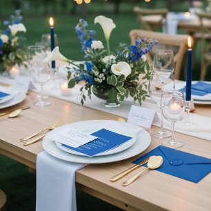 Cartão RSVP Responda por Gentileza Casamento Azul Cobalto