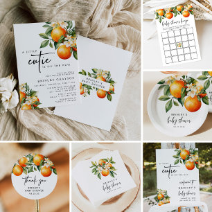 Convite Citrus Chá de fraldas Invitation Little Cutie Oran