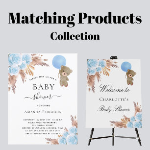 Flyer Chá de fraldas de erva de pelúcia urso azul