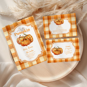 Cartão De Informações Um Pequeno Pumpkin Outono Queda Fralda