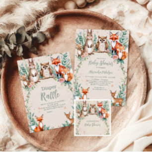 Convite Chá de fraldas da Floresta dos Animais da Floresta