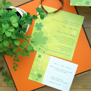 Convite Casamento de Shamrocks Verdes Elegantes