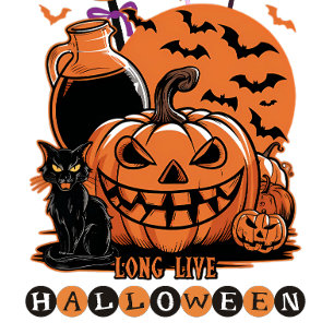 Convite Diversão Assustadora de Halloween com Gatos Pretos