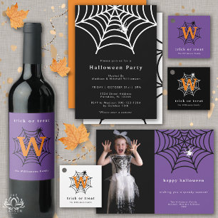 Convite Halloween Spider Web Spooky Modern Purple Party