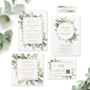 Convite Casamento Dourado Botânico