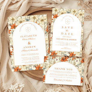 Cartão De Agradecimento Arco Floral de Outono para Casamento