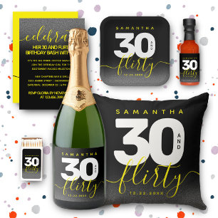 Convite Modern Girly Bright Yellow 30 e Flirty Birthday