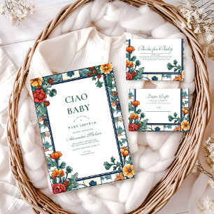 Cartão De Informações Ciao Baby Itália Inspirou Baby Showe Diapper Raffl