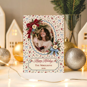 Papel De Presente Foto Natal Romântico Coquette Grandmillennial