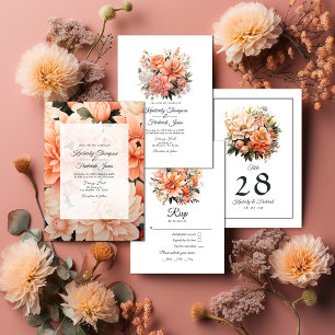 Convite Peach Fuzz Floral Wedding