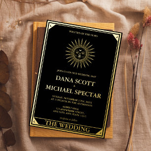 Convite Tarot Dourado Casamento Elegante