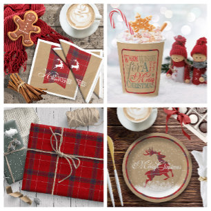 Cartão Warm Wish Photo Kraft & Tartan Red ID589