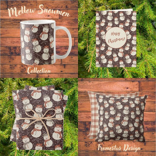 Papel De Presente Snowmen de Natal - Padrão de boneco de neve de Nat