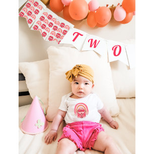 Convite Arco-Íris Caterillar Cute Primeiro Aniversário