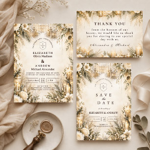 Cartão RSVP Casamento de Inverno Elegante