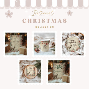 Cartão De Festividades Festa de Natal Rustic Deer Pine Berry