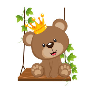 Swing Flora Prince Bear Boy Convite para Chá de fr