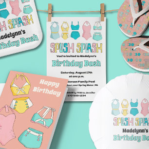 Convite Vintage Bathing Suits Swimfatos Piscina