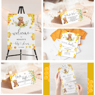 Cartão De Informações Querida Bear Adivinha Quantos Jogos de Chá de fral