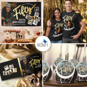 Papel De Presente Cinquenta e cinquenta fotos de aniversário - rotei