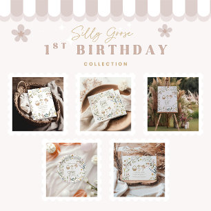 Convite Primeiro aniversario de Ganso Bobo de Flor Selvage