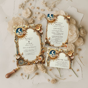 Cartão De Agradecimento Casamento Constellação Vintage Cósmica