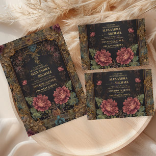 Cartão De Agradecimento Foto Floral Vitoriana Casamento Gótico