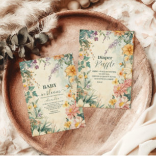 Convite Bebê Floral Blush em Chá de fraldas Bloqueado