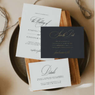 Convite Casamento Moderno da Clássica do Monograma Elegant