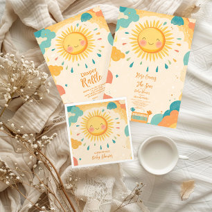 Convite Boho Yellow Sunshine Chá de fraldas