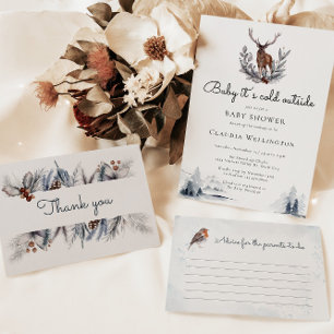 Cartão De Conselho Chá de fraldas de Aquarela de Animais da Floresta 